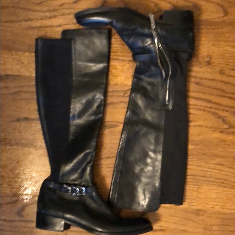 Donald j pliner tall black leather dress boots 8.5